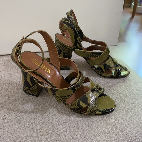 Paris Texas olive green snakeskin effect sandals size 39 EU - Picture 3 of 11